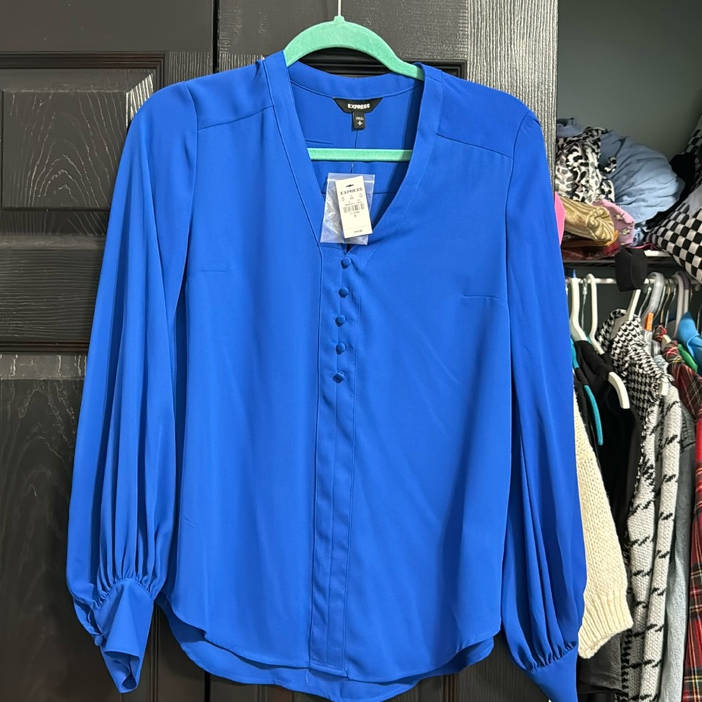 Blue button blouse